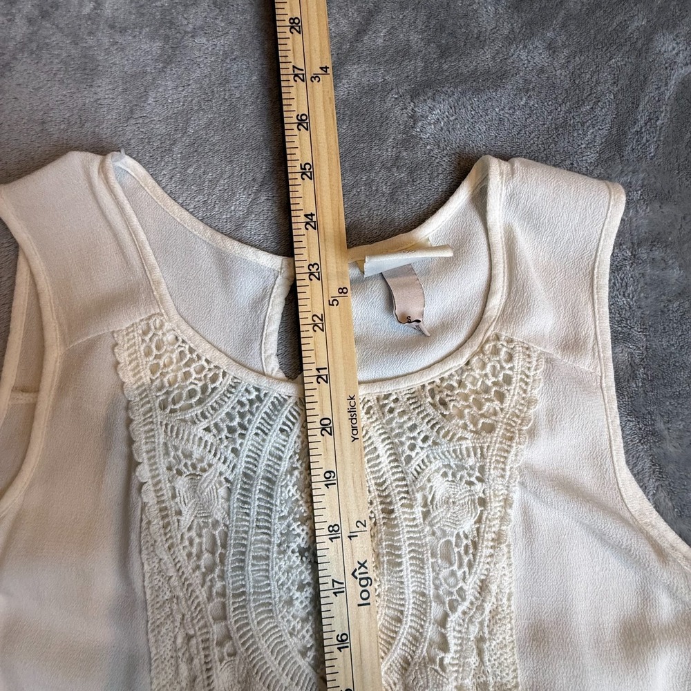 Knox Rose Ivory Crochet Lace Sleeveless Boho Tank Top Size Small Cottagecore Chi - Picture 8 of 9